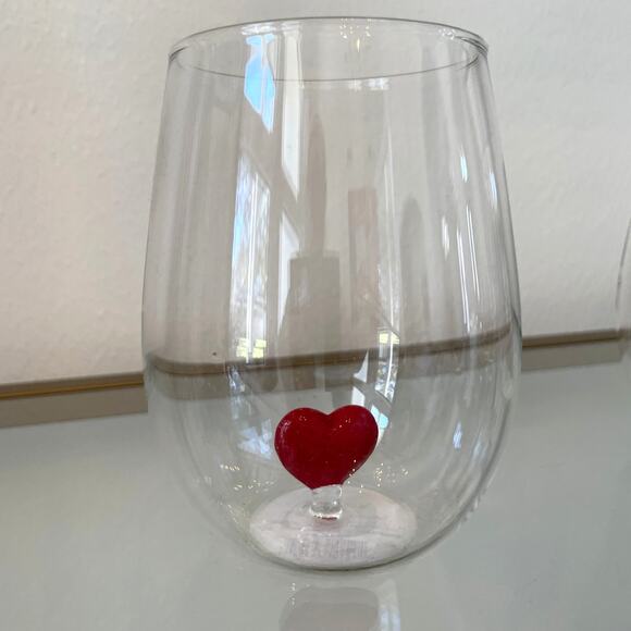 Target Threshold Red Heart Stemless Wine Glasses 18.5oz Set of 2 NEW - Picture 3 of 10